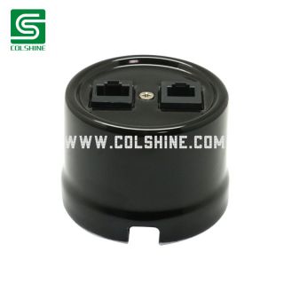 RJ45 RJ11 black surface porcelain data socket